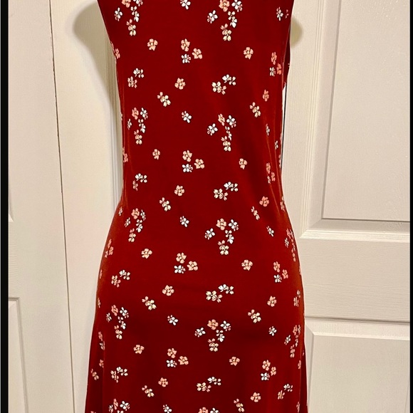 Loft Dress Size M Burgundy Floral. - Picture 3 of 5